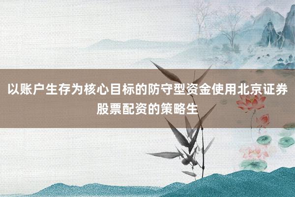 以账户生存为核心目标的防守型资金使用北京证券股票配资的策略生