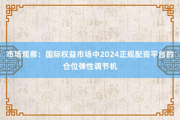 市场观察：国际权益市场中2024正规配资平台的仓位弹性调节机