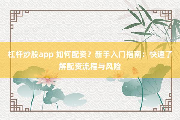 杠杆炒股app 如何配资?新手入门指南:快速了解配资流程与风险
