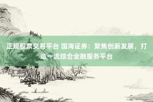 正规股票交易平台 国海证券：聚焦创新发展，打造一流综合金融服务平台