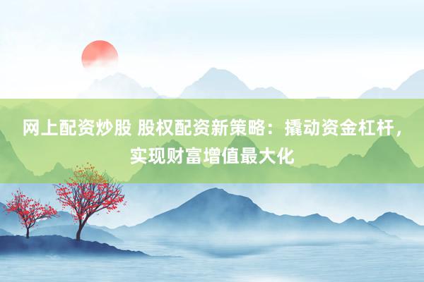 网上配资炒股 股权配资新策略：撬动资金杠杆，实现财富增值最大化